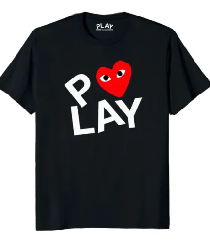 CDG T-Shirt Black Double Heart Screenprint black