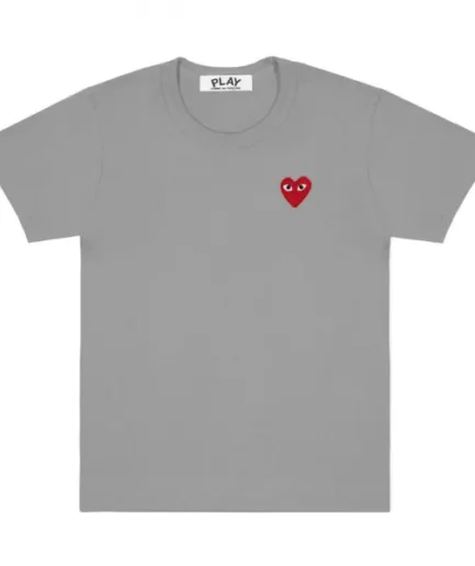 PLAY BASIC COLOURED T-SHIRT RED EMBLEM (GREY)