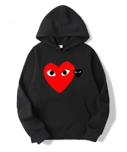 Red Heart And Black Heart Cdg Hoodie