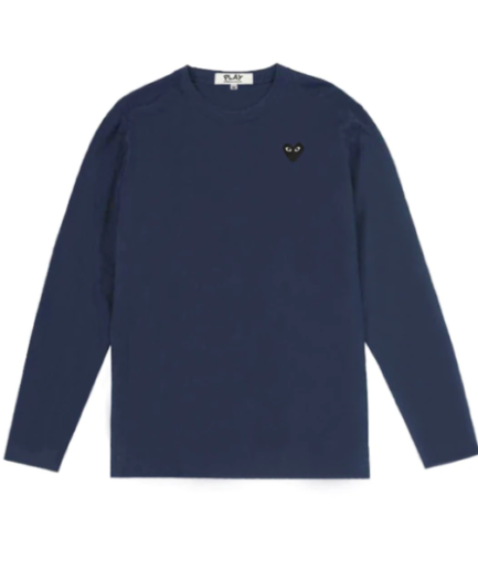 COMME DES GARCONS PLAY LONG SLEEVE OVERLAPPING HEART WHITE & RED