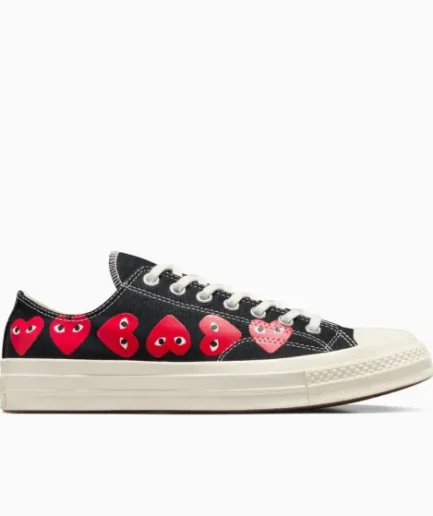 CONERSE MULTI HEARTS LOW TOP BLACK