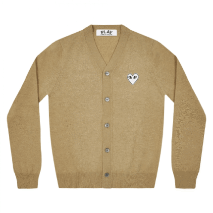 CDG Play Cardigan White Heart Natural Series Camel