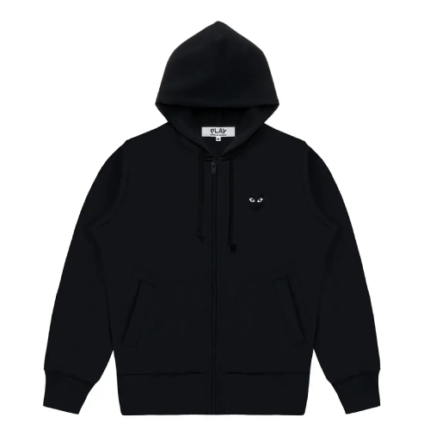 Cdg Play Big Heart Zip Hoodie Black