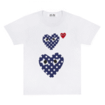 CDG Play White T-Shirt with Polka Dot Printed Small and Big Hearts