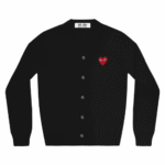 Cdg Play Men’s Cardigan Red Emblem Black